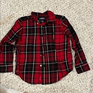 Chaps Red and Black Plaid Button Down Shirt